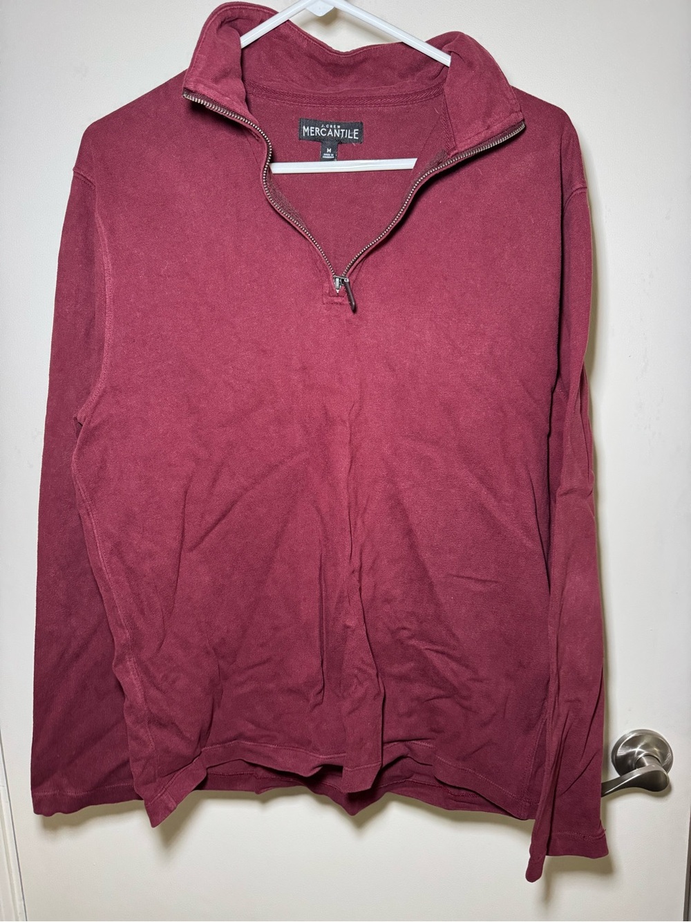 J. Crew Men's Quarter-Zip Pullover Sweatshirt in Burgundy